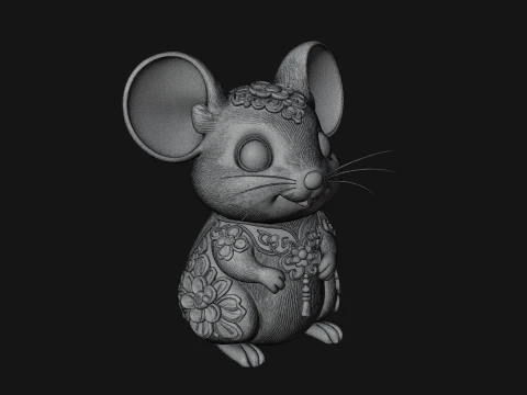 Floral Chibi Mouse Statue Design 2 - 3D Print Model 3D Print Model