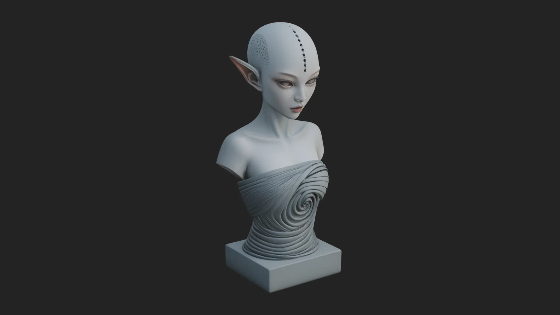 Minimalist Alien Bust Statue Design 4 - 3D Print Model 3D Print Model .c4d .max .obj .3ds .fbx .stl .blend