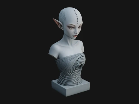 Minimalist Alien Bust Statue Design 4 - 3D Print Model 3D Print Model