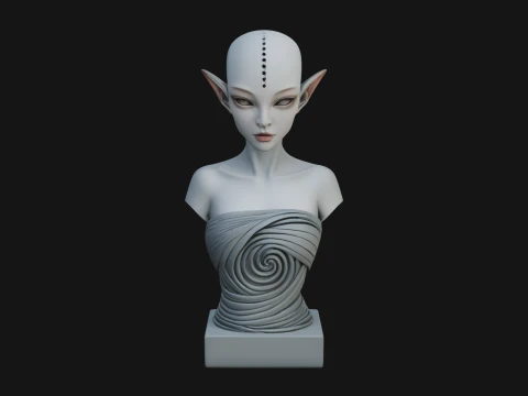 Minimalist Alien Bust Statue Design 4 - 3D Print Model 3D Print Model