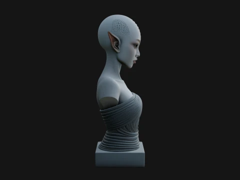 Minimalist Alien Bust Statue Design 4 - 3D Print Model 3D Print Model