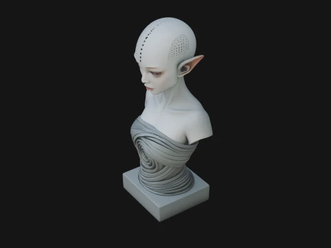 Minimalist Alien Bust Statue Design 4 - 3D Print Model 3D Print Model