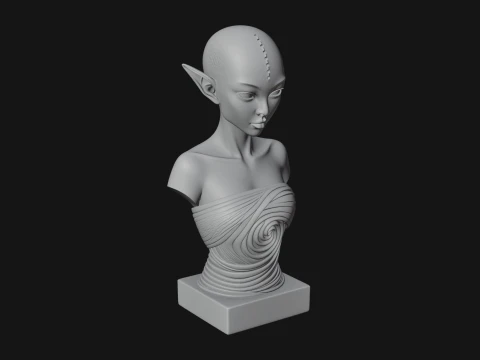 Minimalist Alien Bust Statue Design 4 - 3D Print Model 3D Print Model