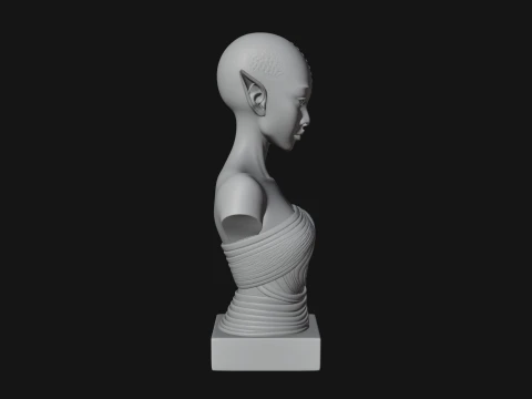 Minimalist Alien Bust Statue Design 4 - 3D Print Model 3D Print Model