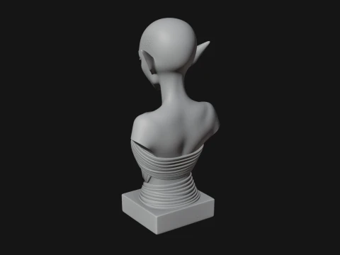 Minimalist Alien Bust Statue Design 4 - 3D Print Model 3D Print Model