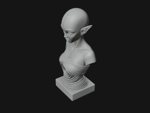 Minimalist Alien Bust Statue Design 4 - 3D Print Model 3D Print Model