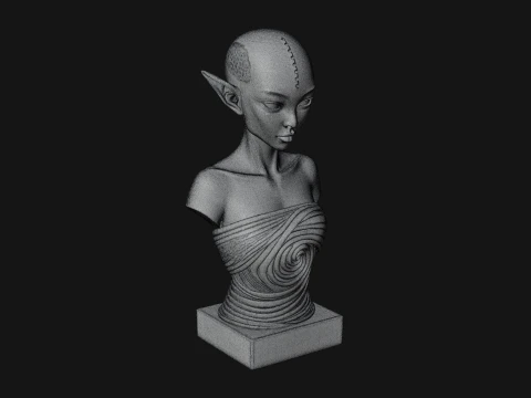 Minimalist Alien Bust Statue Design 4 - 3D Print Model 3D Print Model
