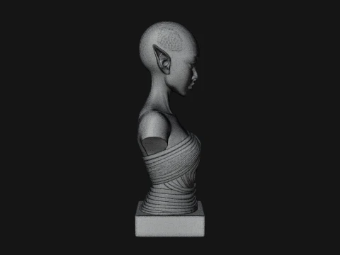Minimalist Alien Bust Statue Design 4 - 3D Print Model 3D Print Model