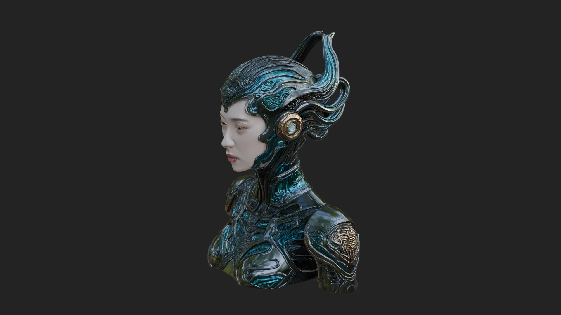 Futuristic Woman Bust Statue Design 6 - 3D Print Model 3D Print Model .c4d .max .obj .3ds .fbx .stl .blend 