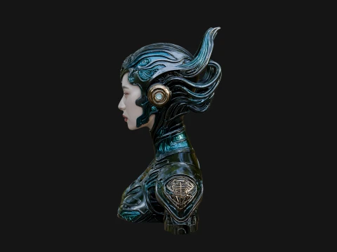 Futuristic Woman Bust Statue Design 6 - 3D Print Model 3D Print Model