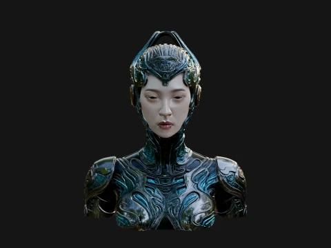 Futuristic Woman Bust Statue Design 6 - 3D Print Model 3D Print Model