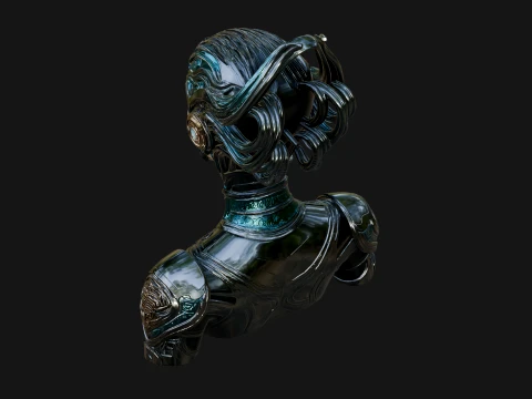 Futuristic Woman Bust Statue Design 6 - 3D Print Model 3D Print Model