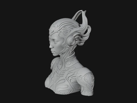 Futuristic Woman Bust Statue Design 6 - 3D Print Model 3D Print Model