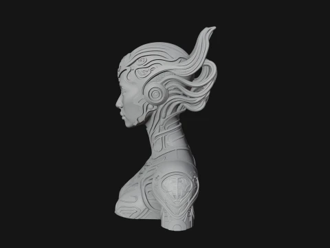 Futuristic Woman Bust Statue Design 6 - 3D Print Model 3D Print Model