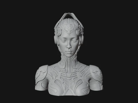 Futuristic Woman Bust Statue Design 6 - 3D Print Model 3D Print Model