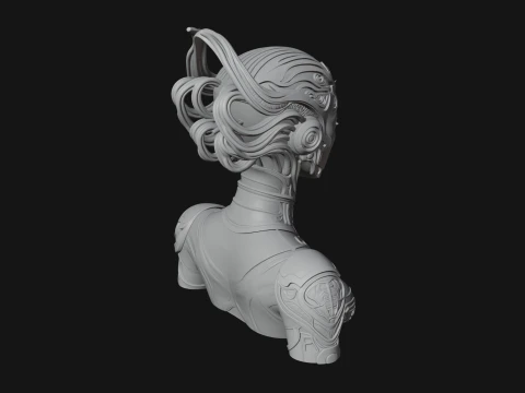 Futuristic Woman Bust Statue Design 6 - 3D Print Model 3D Print Model