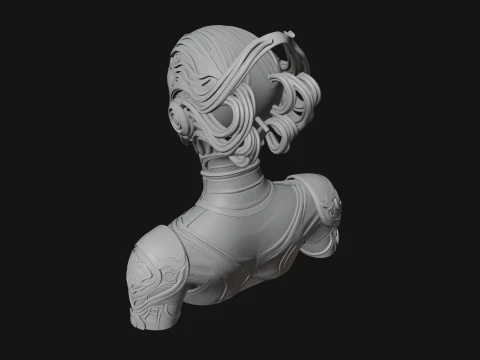 Futuristic Woman Bust Statue Design 6 - 3D Print Model 3D Print Model