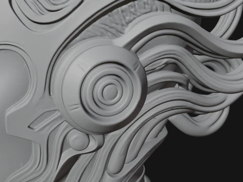 Futuristic Woman Bust Statue Design 6 - 3D Print Model 3D Print Model