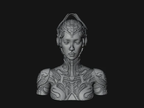 Futuristic Woman Bust Statue Design 6 - 3D Print Model 3D Print Model