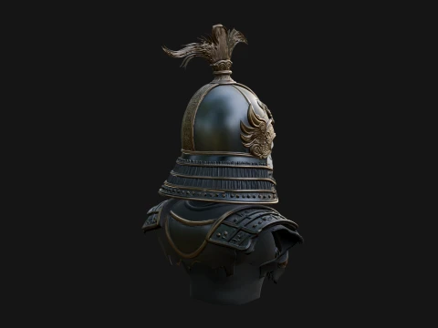 Skull Samurai Bust Statue Design 3 - 3D Print Model 3D Print Model