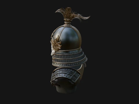 Skull Samurai Bust Statue Design 3 - 3D Print Model 3D Print Model