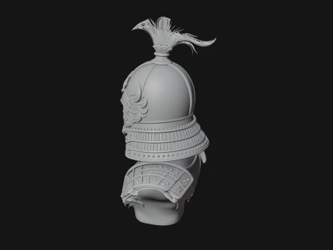 Skull Samurai Bust Statue Design 3 - 3D Print Model 3D Print Model
