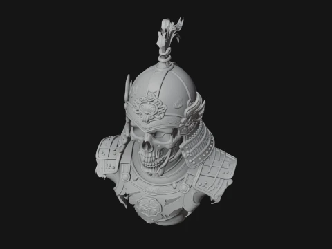 Skull Samurai Bust Statue Design 3 - 3D Print Model 3D Print Model
