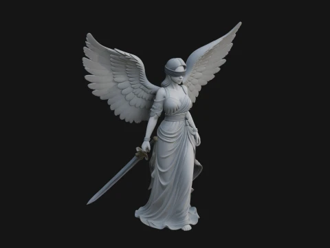 Winged Angel Warrior Woman Statue Design 4 - 3D Print Model 3D Print Model