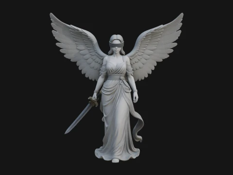 Winged Angel Warrior Woman Statue Design 4 - 3D Print Model 3D Print Model