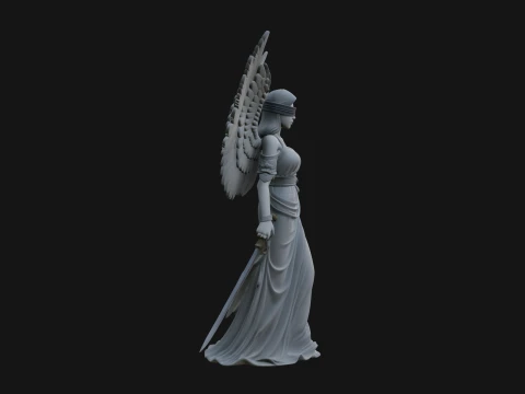 Winged Angel Warrior Woman Statue Design 4 - 3D Print Model 3D Print Model
