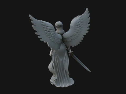 Winged Angel Warrior Woman Statue Design 4 - 3D Print Model 3D Print Model