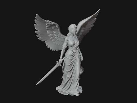 Winged Angel Warrior Woman Statue Design 4 - 3D Print Model 3D Print Model