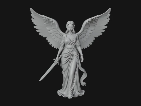 Winged Angel Warrior Woman Statue Design 4 - 3D Print Model 3D Print Model