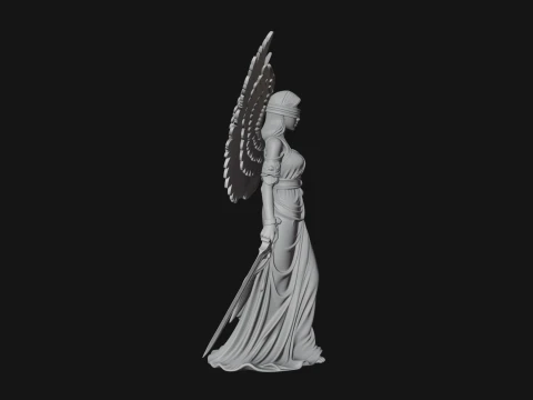 Winged Angel Warrior Woman Statue Design 4 - 3D Print Model 3D Print Model