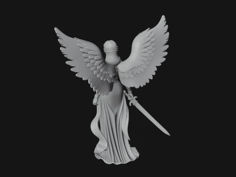 Winged Angel Warrior Woman Statue Design 4 - 3D Print Model 3D Print Model