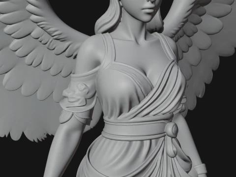 Winged Angel Warrior Woman Statue Design 4 - 3D Print Model 3D Print Model