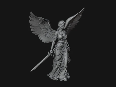 Winged Angel Warrior Woman Statue Design 4 - 3D Print Model 3D Print Model