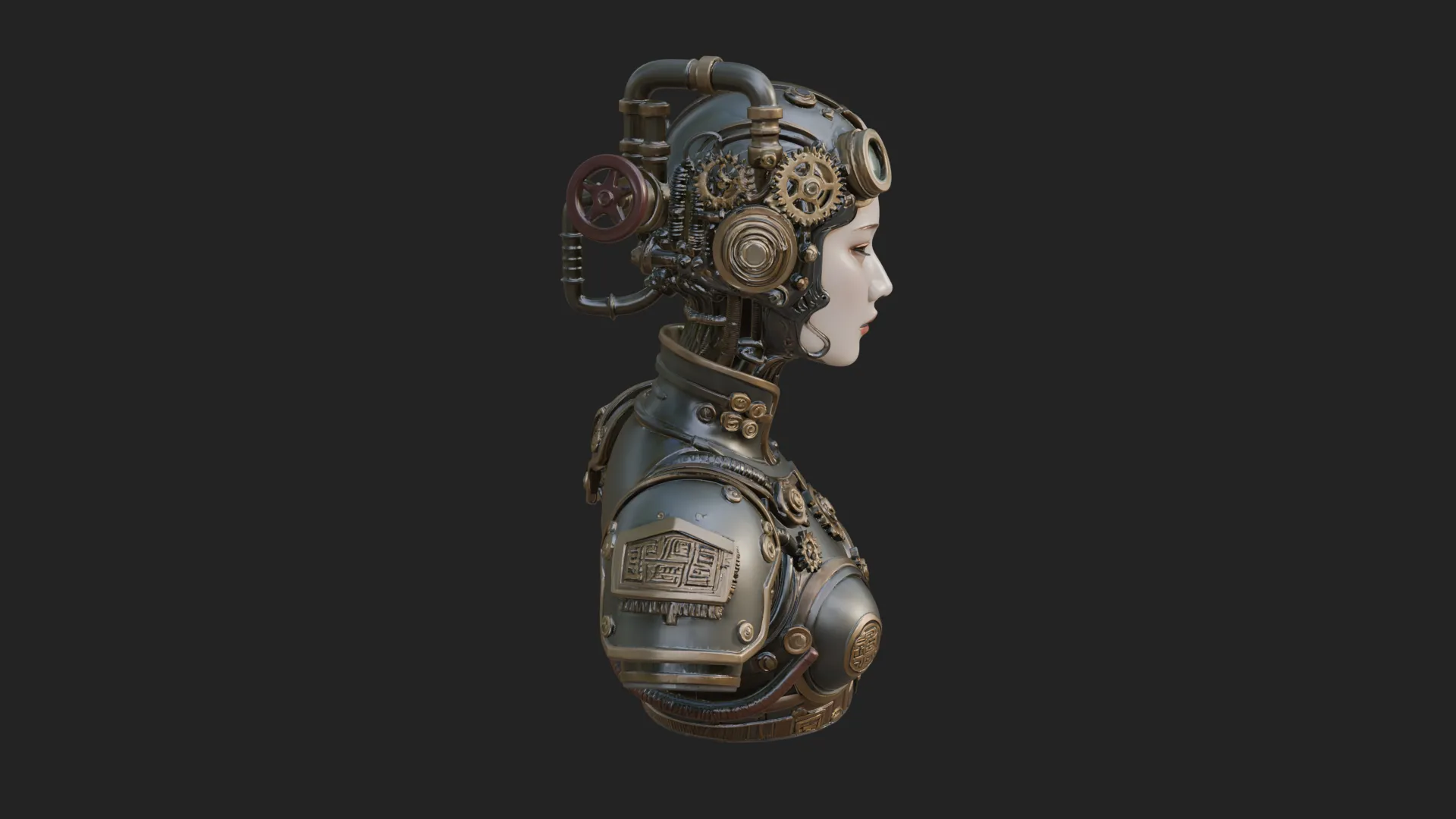 Steampunk Clockwork Head Bust Design 3 - 3D Print Model 3D Print Model .c4d .max .obj .3ds .fbx .stl .blend 