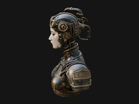 Steampunk Clockwork Head Bust Design 3 - 3D Print Model 3D Print Model
