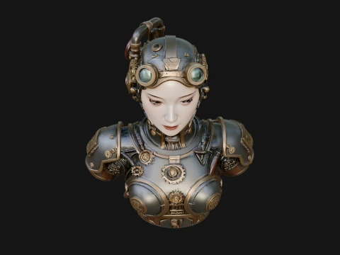 Steampunk Clockwork Head Bust Design 3 - 3D Print Model 3D Print Model