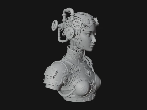 Steampunk Clockwork Head Bust Design 3 - 3D Print Model 3D Print Model