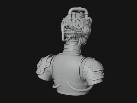 Steampunk Clockwork Head Bust Design 3 - 3D Print Model 3D Print Model