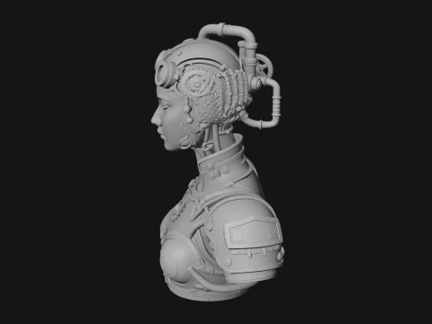 Steampunk Clockwork Head Bust Design 3 - 3D Print Model 3D Print Model