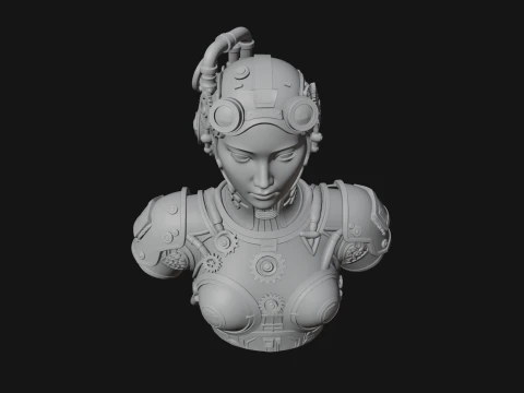 Steampunk Clockwork Head Bust Design 3 - 3D Print Model 3D Print Model