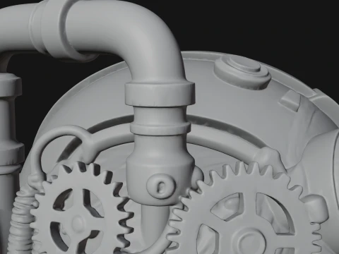 Steampunk Clockwork Head Bust Design 3 - 3D Print Model 3D Print Model