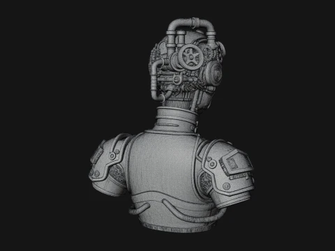 Steampunk Clockwork Head Bust Design 3 - 3D Print Model 3D Print Model