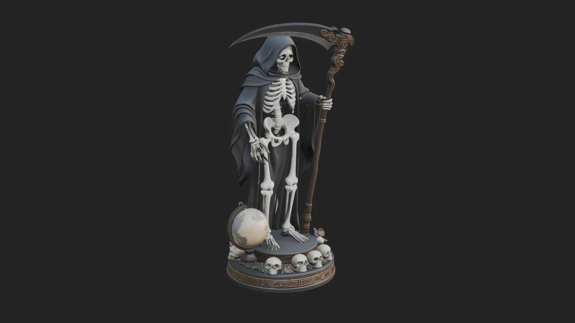 Grim Reaper with Scythe Statue Design 4 - 3D Print Model 3D Print Model .c4d .max .obj .3ds .fbx .stl .blend 