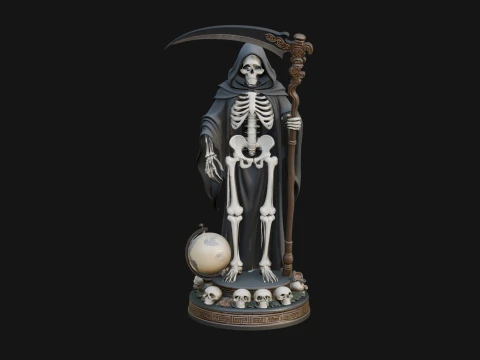 Grim Reaper with Scythe Statue Design 4 - 3D Print Model 3D Print Model