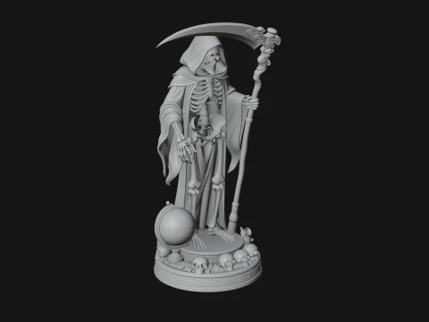 Grim Reaper with Scythe Statue Design 4 - 3D Print Model 3D Print Model