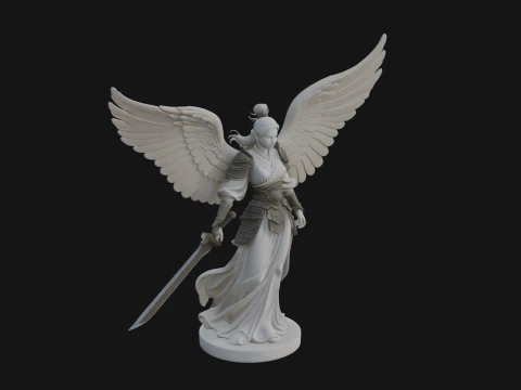 Winged Angel Warrior Woman Statue Design 5 - 3D Print Model 3D Print Model